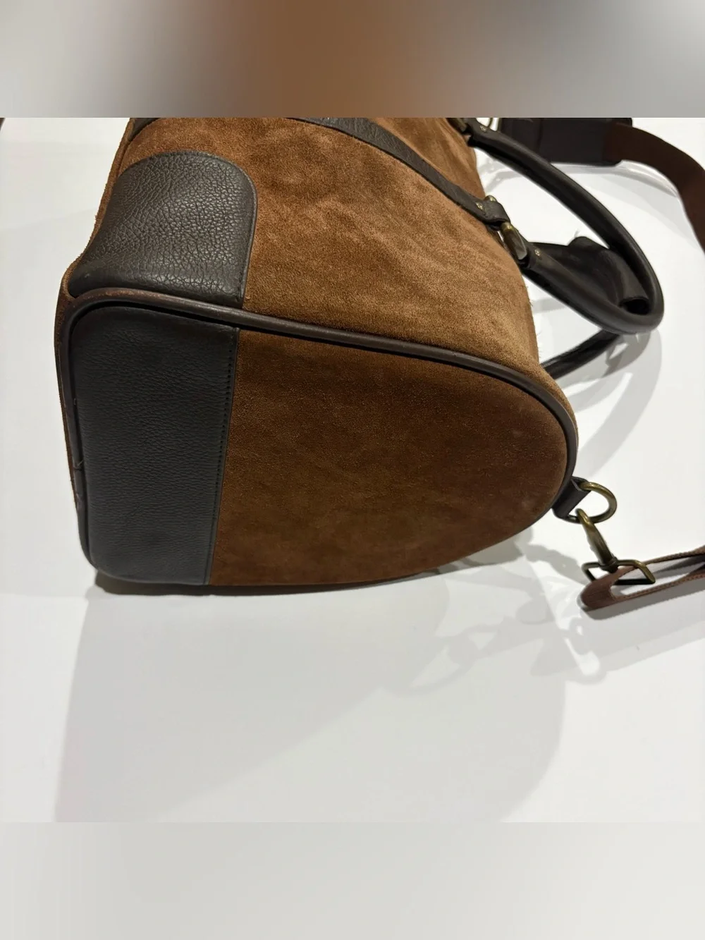 Marlboro Vintage Leather Suede Grit Weekender Duffel Bag Brown large